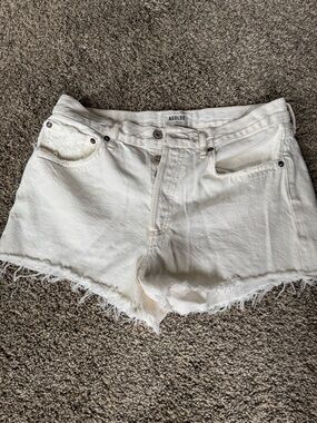 Agolde Women's White High-Rise Button-Fly Shorts